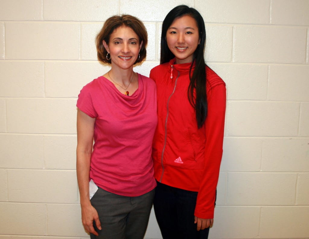 East Coweta High School student Min Lim and her winning teacher, Martha Milam, celebrate her selection as a 2015 Washington Youth Tour delegate by Coweta-Fayette EMC.