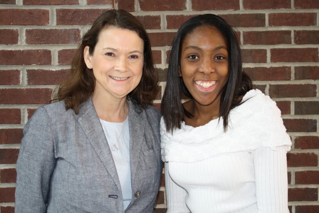 Sandy Creek High School student Shelby Worrell and her winning teacher, Monica Dorner, celebrate her selection as a 2015 Washington Youth Tour delegate by Coweta-Fayette EMC.